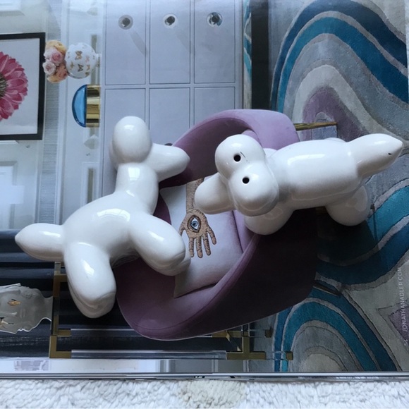 Little white Balloon Dog Salt + Pepper Shakers EUC whimsical - Picture 11 of 16